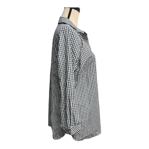 Talbots Black and White Gingham Button Down Shirt Size 10 - Picture 5 of 5